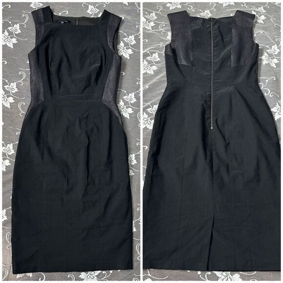 Judith & Charles Black Sleeveless Linen Blend Sheath Dress Sz 6 - Picture 4 of 12